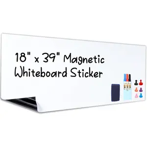 Whiteboard Contact Paper 18" x 39" Dry Erase White Board Sticker for Wall Stick  White Board Peel and Stick Wallpaper Adhesive Poster with Marker,  Eraser and