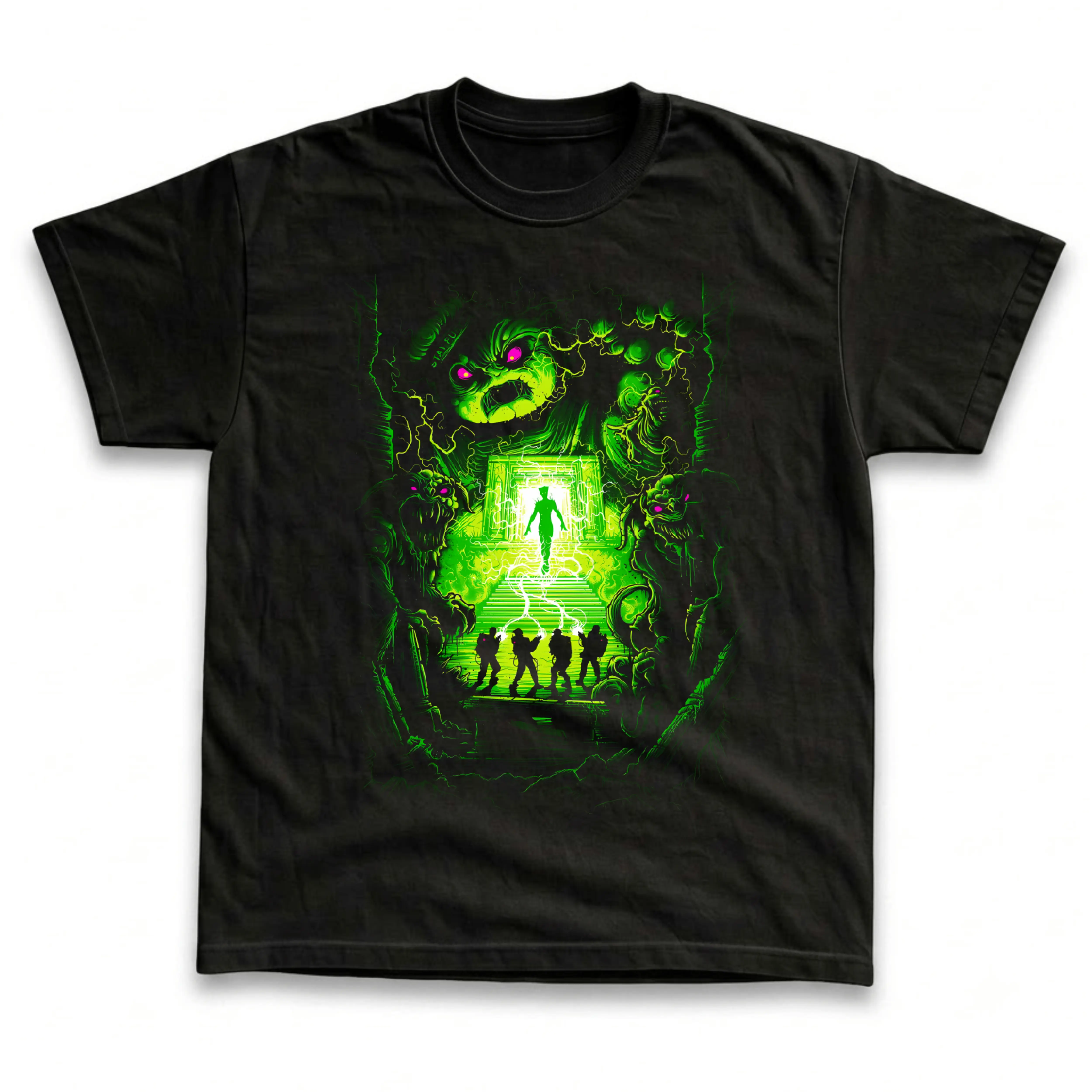 Gildan Men's and Women's T-Shirt, Vintage Ghostbusters Graphic Tee, Stay Puft Marshmallow Gozer Paranormal Movie Shirt, 80s Sci-Fi Comedy Fan Gift, Gothic Aesthetic Retro Grunge Streetwear, Spooky Halloween Costume Outfit