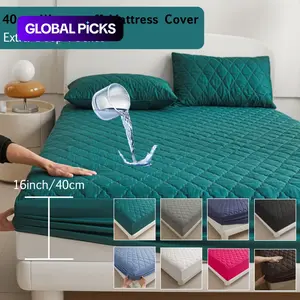 Waterproof Mattress Cover, 3 Counts/set Including 2 Counts Pillowcase & 1 Count Mattress Cover, Soft Comfortable Breathable Quilted Mattress Protector, Waterproof Mattress Pad for Bedroom #GLOBAL PICKS