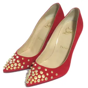 Pre-owned christian louboutin Suede Small Leather Goods Studded Pumps