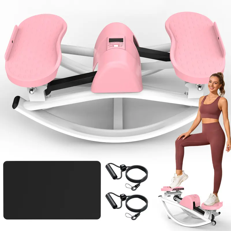 【SAVEYOUR】Compact Lateral Elliptical Mini Stepper - Home Workout Pedal Exerciser with Resistance Bands, Anti-Slip Mats, LCD Display, 330lb Capacity, Low-Impact Full Body At Home Gym Equipment