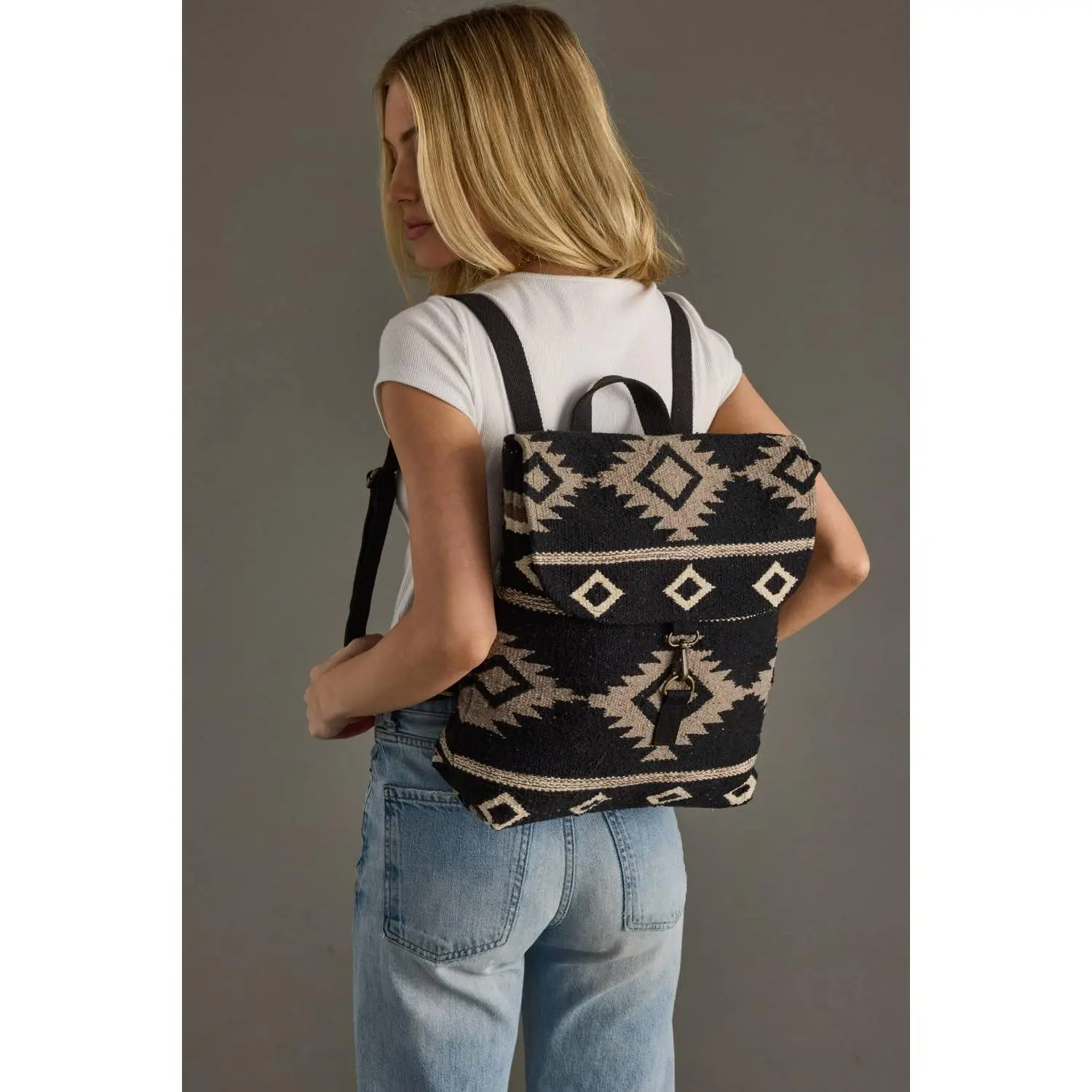 Panache Apparel Co. - Black, Taupe & Cream Aztec Backpack