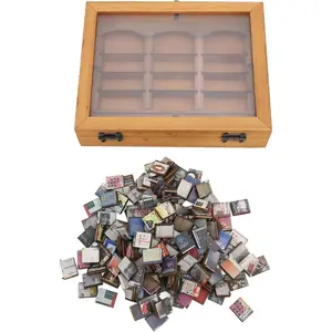 CHOTIME Solid Wood Anxiety-Reliever Miniature Book Boxes Set, Decorative Box Display Case Cabinet, Desk Ornament Home Decor for Living Room