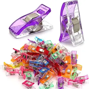 Colorful Plastic Quilting Clips for Sewing and Crafts, Transparent Multi-Functional Fabric Holders, Ideal for DIY Projects and Office Organization, Stationery