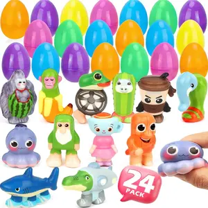 24 Pack Easter Egg Fillers with Squishy Toys, Easter Eggs Filled Squishy Toys, Easter Basket Stuffers, Classroom Prizes for Easter Egg Hunts, Party Favors, Kids (Green)