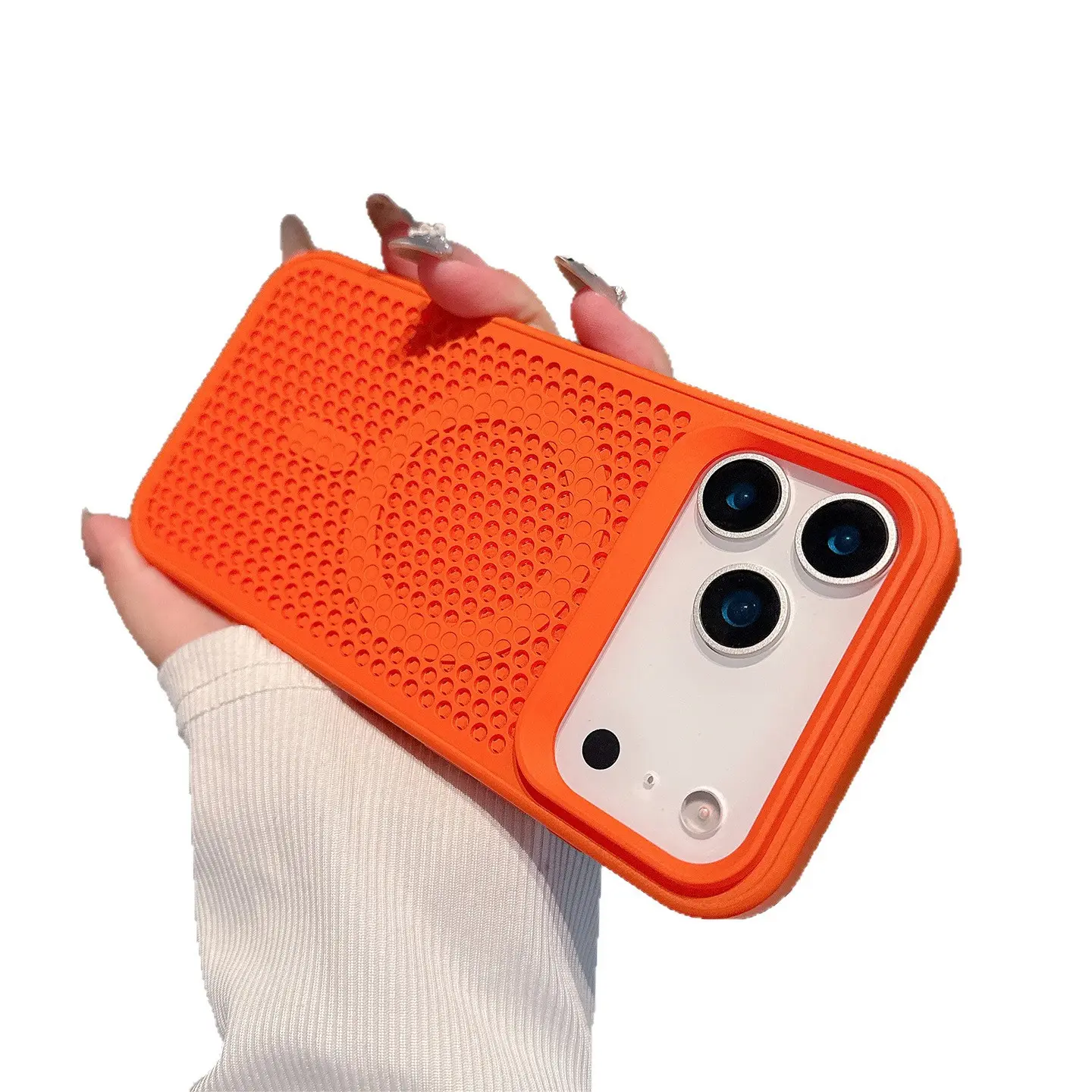 Premium Honeycomb Heat Dissipation Magnetic Silicone Smartphone Case, Protector with Skin-Feel Wireless Accessory Compatibility, Shockproof Customized Cover with Card Slot for IP16, IP17 Pro Max (Tech Accessories)