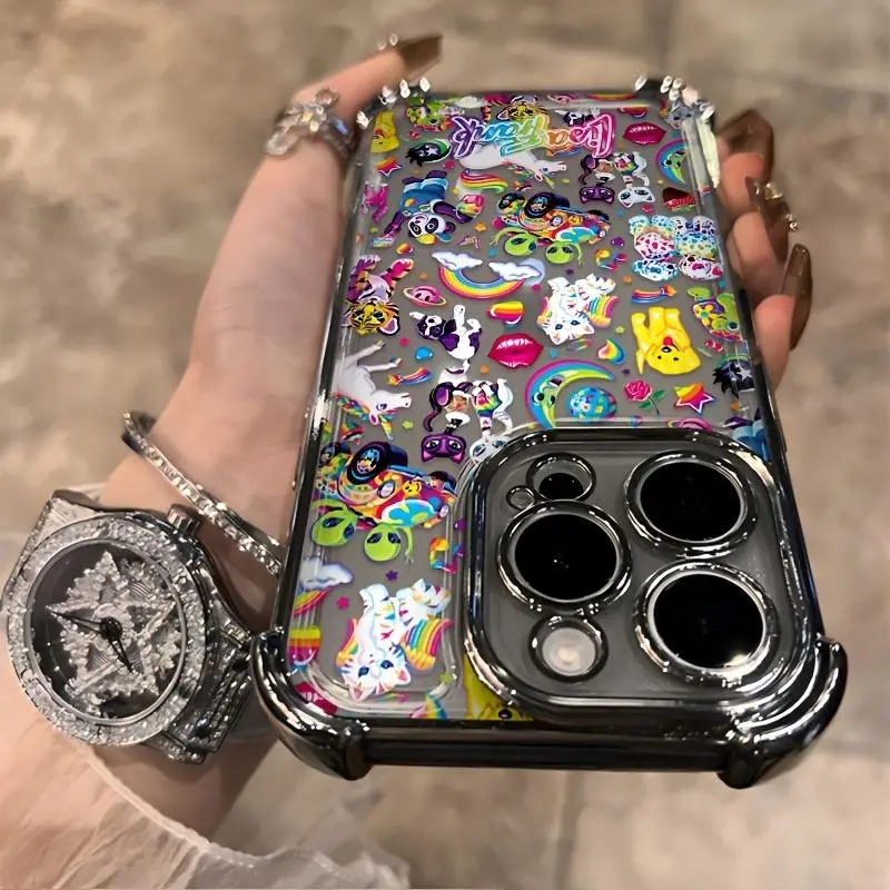 Charming Phone Case Featuring Lisa Frank Cartoon Stickers