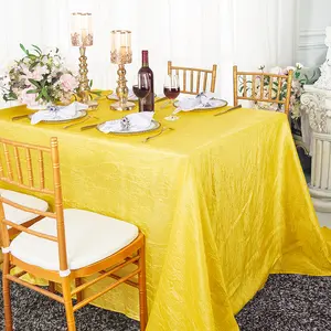 90"x156" Seamless Rectangular Crushed Taffeta Tablecloth - Canary Yellow (1pc)