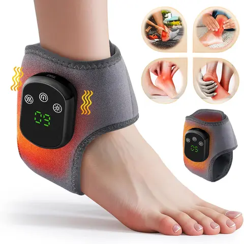 Electric Heated Foot Ankle Massager, Cordless Heated Ankle Wrap with 5 Heat Levels & 3 Modes, Rechargeable Portable Foot Massage Tool for Muscle Relaxation, Gifts