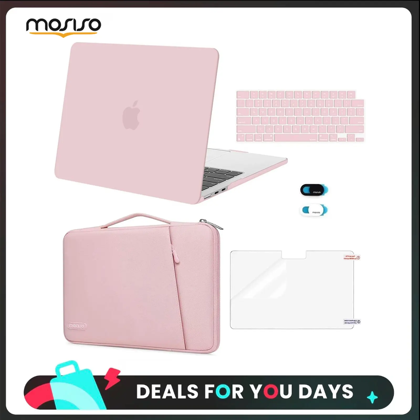 MOSISO 13-in/13.6-in Solid Laptop Case for MacBook Air (2023-2026 M4 A3240, M3 A3113, M2 A2681) - Plastic Hard Shell, Flexible 360 Protective Bevel Bag, Keyboard Cover, Webcam Cover, Anti-Slip Screen Protector for Adults, Commuting