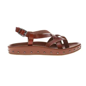 MIA Womens Zurie Studded Slingback Strappy Casual Sandals Casual Low Heel 1-2" - Brown