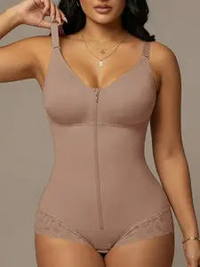 1 Count Women Colombian Shapewear,Fajas, Butt Lifting And Tummy Control Bodysuit, Shapewear Jumpsuit, High Compression Body Shaper, Leggings, Solid Color with Adaptable Shoulder Band And Adjustable Hooks Closure Shapewear, Suitable For Training Or Sports