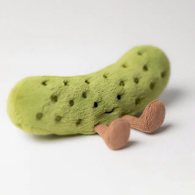 JellyCat Emotional Support Pickle Plush Soft Kawaii Gherkin Stuffed Animal with Corduroy Legs Cute Desk Buddy Room Decor Gift