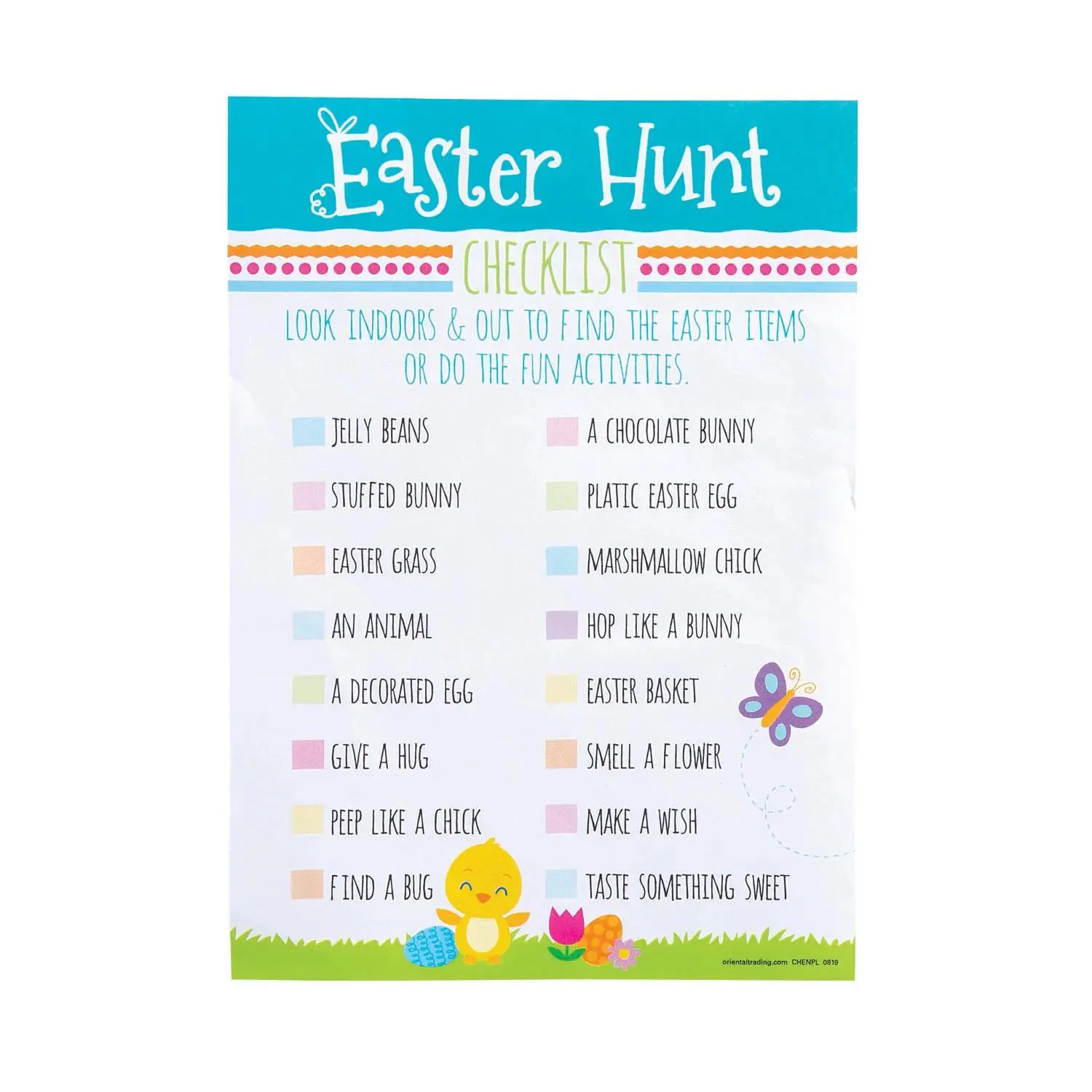 Bulk 48-Pc Easter Egg Hunt Checklists, Fun Office Stationery Party Supplies, OTC Desk Accessory That Finds a Bug & Entertains for Hours