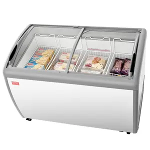 VEVOR Commercial Ice Cream Display Case, 16.3 Cu. ft Chest Freezer, Mobile Glass Top Deep Freezer, Restaurant Gelato Dipping Cabinet with 5 Wire Baskets, 2 Sliding Glass Doosr, Locking Casters, WhiteVEVOR Super Brand Day