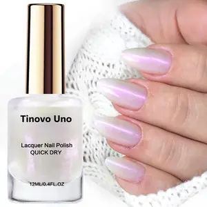 Tinovo Uno Northern Lights White Nail Polish 12ml. Gloss Finish, Quick-Dry Natural Formula Perfect for Weddings and Everyday Occasions! Elegant Pearlescent Shine Under Light. Ideal for Special Events or Any Day of the Week, Gel Manicure, Nail Products