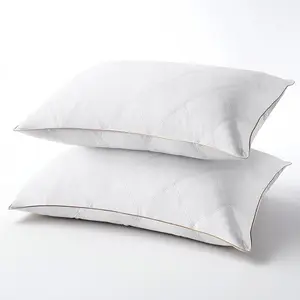 Bafode Bed Pillows for Sleeping 2 Pack, Goose Feather Down Pillow with Soft Polyester Fabric, Down Pillow Set of 2, Quilting Bed Pillows