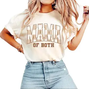 Retro Checkered Mama of Both Shirt, Boho Mama Shirt, Cute Mom Shirt, Varsity Letter Mama Shirt, New Mom Gift, Retro Mom Tee, Trendy Mom Shirt, Mom Life Shirt, Motherhood T-Shirts, Vintage Style Mama Shirt, Cute Mama Shirt