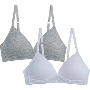 Danskin Girls Training Bra - 2 Pack Wireless Molded Cup Bras for Teens with Adjustable Straps (Sizes 30A-36A)