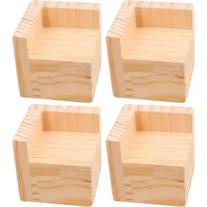 Set of 4 Bed Risers Furniture Square Risers 2 Inches Height Heavy Duty Unfinished Solid  Furniture  Bed Lifts Furniture  for Sofa Couch Chair Table ,Helps You Storage Under The Bed...