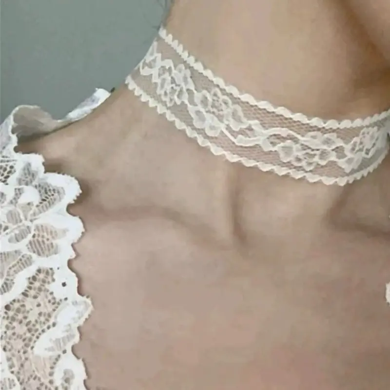 Fashion Rose Lace Choker Necklace for Women, Layerable Hollow Out Lace Party Holiday Versatile Elegant Necklace, Stylish Jewelry Accessory, Decorative Accessory Necklace, Wearable Jewelry, Fashion Accessories, Layered Necklaces