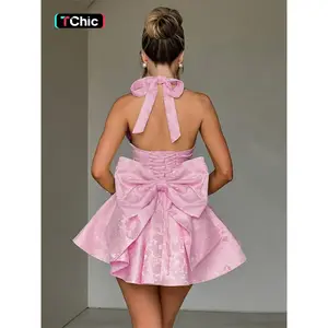 Women’s Bow-Decorated Tank Dress, Elegant Fashionable Casual Short Dress for Everyday Outdoor Wear, Women’s Summer Dress