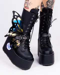 Demonia LED Blaze Women's Black Butterfly Boots