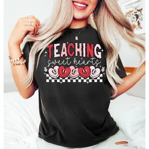 Unisex Comfort   Valentines Day Teacher Shirt, Teaching Sweethearts Teacher Shirts, Teacher Valentines Day Gift, Valentine Love Teacher Shirt, Teacher Gift Comfort Colors Teaching Sweethearts Shirt |     Retro Valentine's Day Teacher Tee