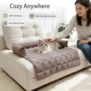 Four-Season Pet Sofa Bed, Ergonomic Design for Comfort, Washable Pet Bed, Couch/floor Dual Use, Small Dogs/cats, Scratch-Proof Pad, Home