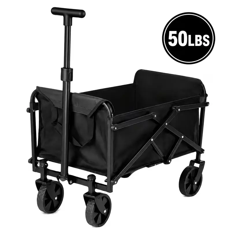 Heavy Duty Collapsible Wagon Cart - All-Terrain Wheels Folding Utility Cart (50LBS Sold Separately/350LBS/550LBS Capacity) - Portable Home Improvement Trolley for Camping, Yardwork, Shopping