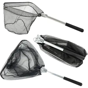 Foldable Triangular Fishing Net - Sturdy Mesh & Aluminum Handle, Fishing Landing Net for Family Fishing Trips & Camping