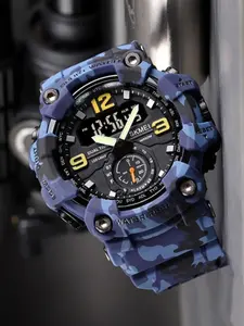 Men's Large Dial Digital Sports Watch, 50m Waterproof, Night Vision, Outdoor Multifunctional, Analog-Digital Display, 4 Colors Available