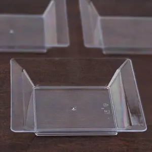 12-Pack Appetizer Plates Mini Square Design Clear - Plastic Disposable Plates for Desserts 4"