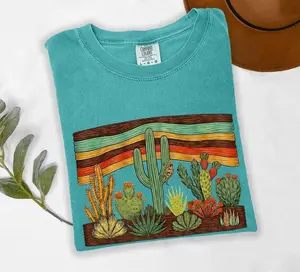Comfort Colors Desert Cactus Shirt Aesthetic Saguaro T-Shirt Trendy Botanical Graphic Tee Vintage Southwest Gift for Her Minimalist Boho Top Oversized Nature Sunday Shirt 2026 Bloom Tee Support Wildflower Art Arizona