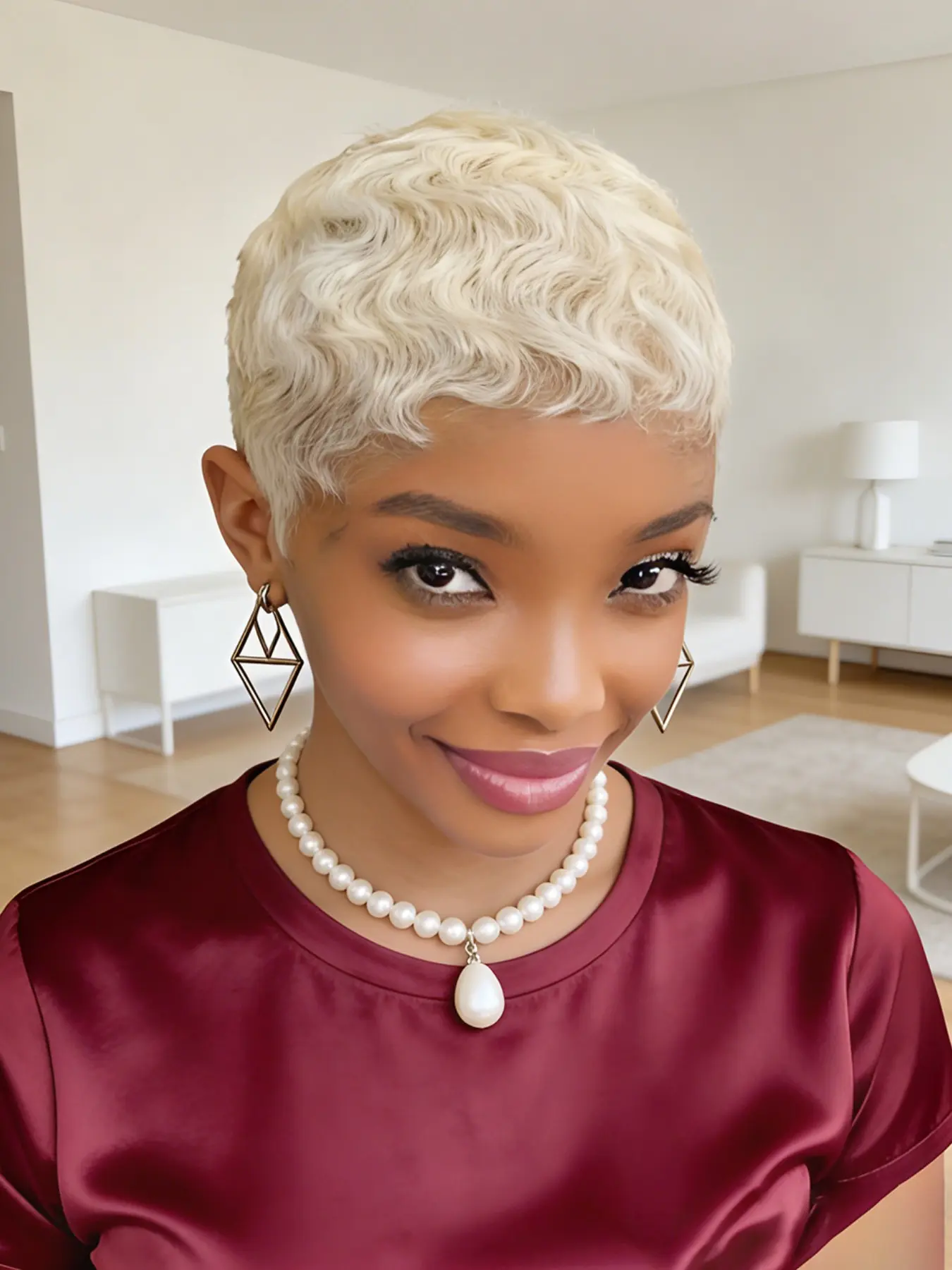 Comfortable Short Pixie Cut White 60% Human Hair Silky Wig for Women Natural Looking Wig Full Machine Made Wig Real Hair Wigs