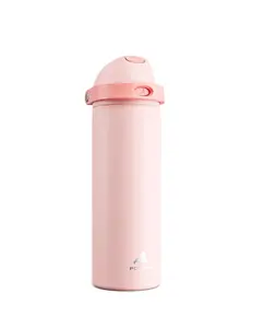 POWCAN 24 oz Insulated Water Bottle for Sports: 2-in-1 Lid with Push-Button Spout & Quick-Flip Straw, Leakproof, Car Cupholder Friendly, Stainless Steel for Gym, School, Travel (Cotton Candy)