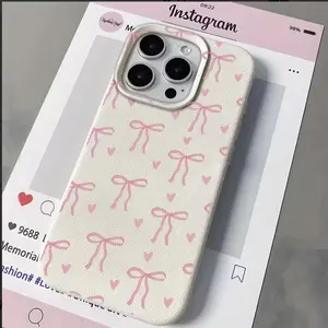 Lychee Pattern Tpu Protective Phone Case, Sweet Bow Design, Heart Pattern, Anti-Drop, Compatible with iPhone 11-17 Pro Max, Valentine's Gift