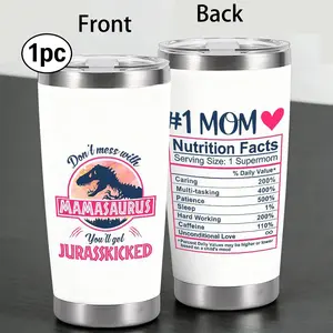 "Mamasaurus and no.1 Mom Humor" Themed Design 12oz Wine Tumbler with Lid, Stainless Steel Travel Mug, Double Wall Insulated Coffee Cup, Drinkware, for Cold&Hot Drinks, Reusable Sturdy Spill-Proof Design, Perfect Gift for Family, Insulation