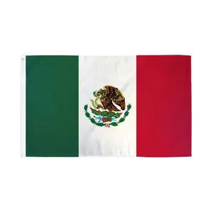 Mexico Flag 2x3ft Poly Dye-Sublimated with Header Tape & 2 Metal Grommets Bold Colors Double-Stitched Edges