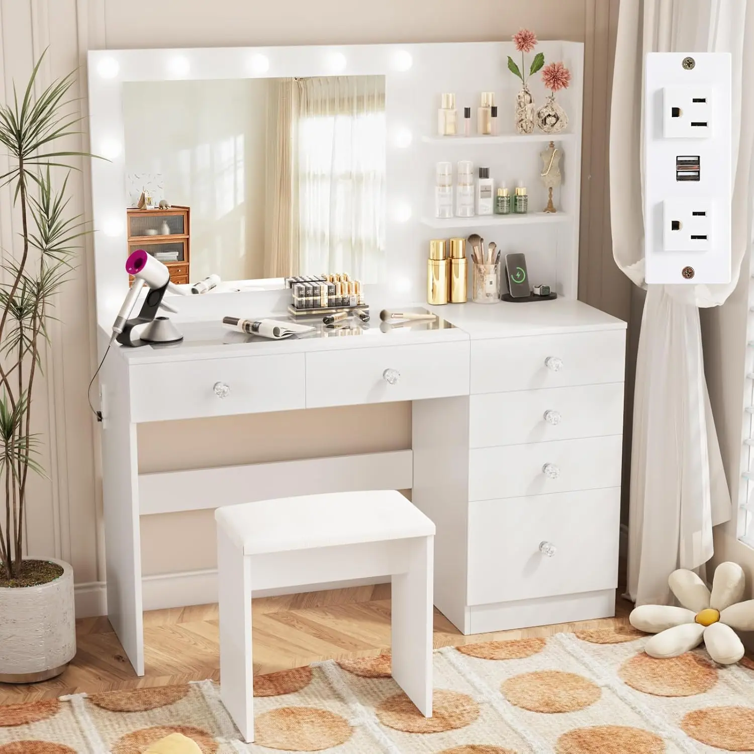 White with Glass Top