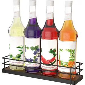 Coffee Syrup Rack Organizer, Syrup Holder Stand for Coffee Bar, 4 Bottles Small Coffee Bar Organizer Shelf, Coffee Station Organizer for Countertop Wine, Liquor