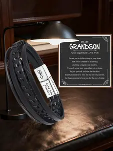 Charm Mother's Day Gift, Easter Fashion Boho Style PU Leather Material Bracelet, Perfect for Grandson, Ideal Birthday Present, Great Back-To-School Accessory