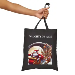 Naughty or Nice Holiday Tote Bag, Christmas Gift Bag, Eco-Friendly Shopping Bag, Reusable Canvas Tote, Seasonal Decor