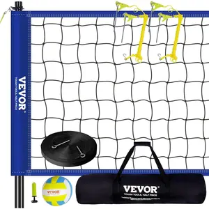 VEVOR Outdoor Portable Volleyball Net System, Adjustable Height Steel Poles, Professional Volleyball Set with PVC Volleyball, Pump, Carrying Bag, Heavy Duty Volleyball Net for Backyard, Beach, Lawn