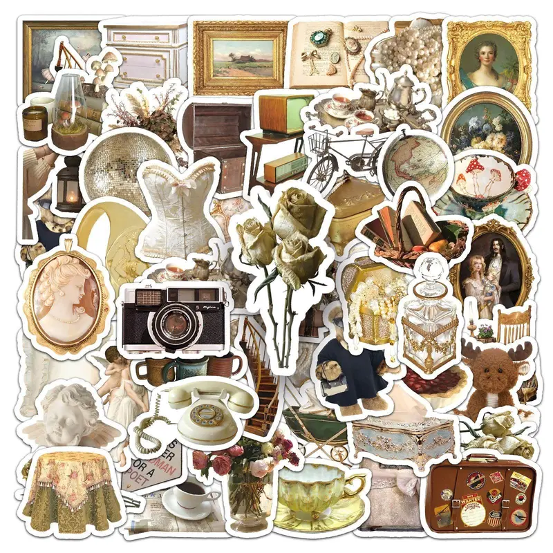 50pcs Retro Graffiti Sticker, Scrapbooking & Journal Making Material Paper, DIY Decorative Sticker For Stationery Computer Water Bottle, Art Stickers, Scrapbook Materials, Sticker Haul, Sticker Packs