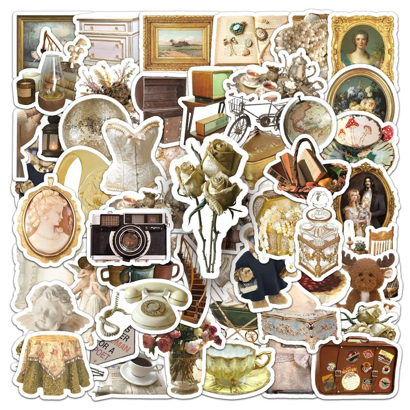 50pcs Retro Graffiti Sticker, Scrapbooking & Journal Making Material Paper, DIY Decorative Sticker For Stationery Computer Water Bottle, Art Stickers,