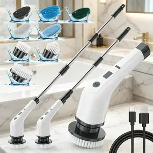 【Super Electric】- All-Angle Rotating Electric Scrubber, Flexible Working Angle 2 Speed Cleaning Brush with 8 Universal Heads, Reach Narrow Corners Gaps Hard-to-Clean Places Easily bathtub