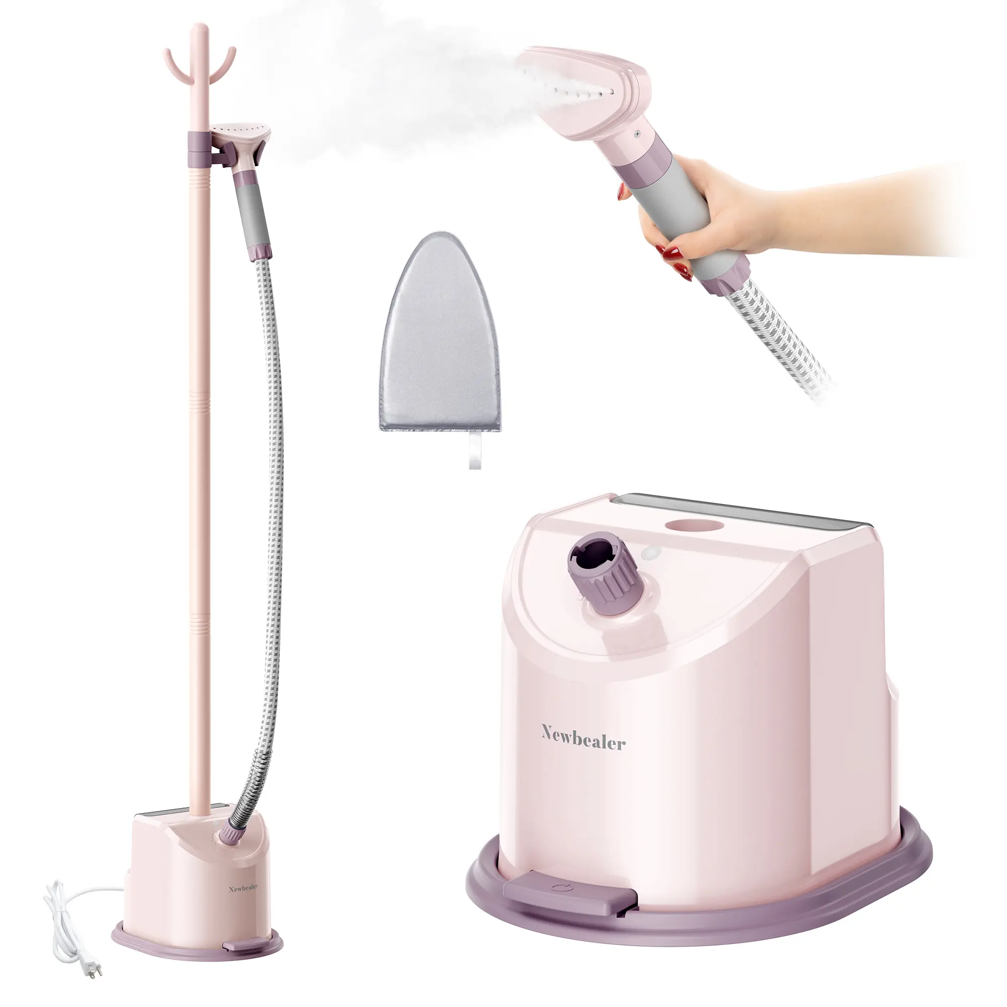 Newbealer Standing Garment Steamer for Clothes, 1500W Full-Size Vertical with 57.5 oz Large Water Tank, 45s Fast Heat-Up, 50-Min Powerful Steaming