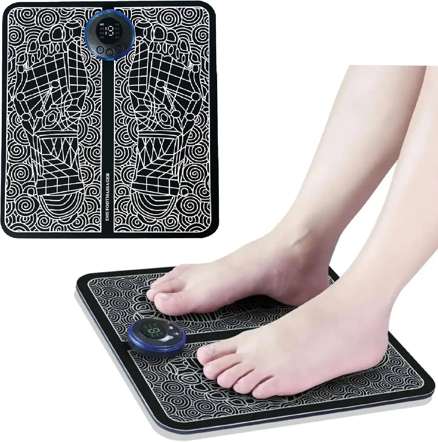 Electric EMS Feet Massager Mat and Portable Body Muscle Stimulator for Back & Abs Exercise, Toning, and Pain Relief, Friends, Parents