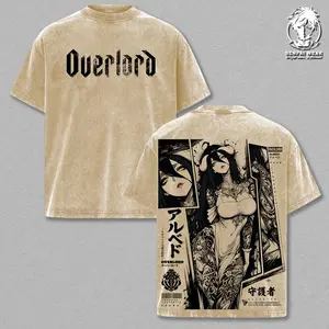 Albedo - Overlord Graphic Tee Vintage Washed Shirt Unisex Streetwear Anime Merch Succubus Albedo Tee Anime T-Shirt Gift for Anime Lovers Overlord Fans